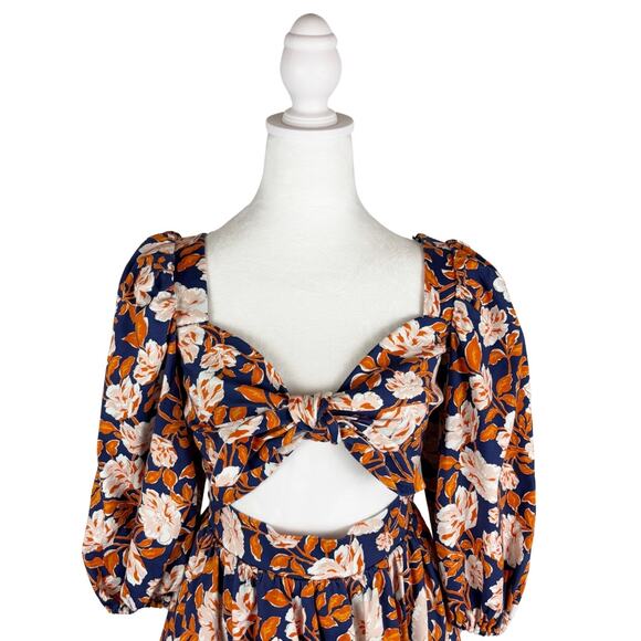 Amur Medina Floral Mini Dress 0 Blue Orange NEW - Picture 4 of 11